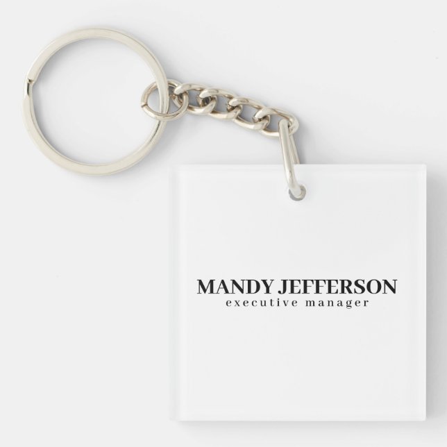 Professional elegant modern minimalist add name key ring (Front)