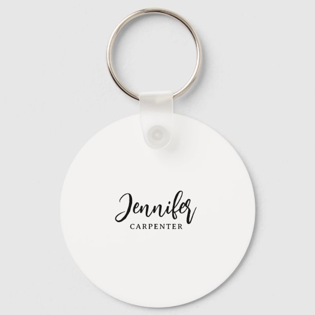 Professional elegant modern minimalist add name key ring (Front)