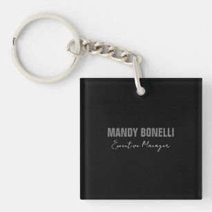 Professional elegant modern minimalist add name key ring