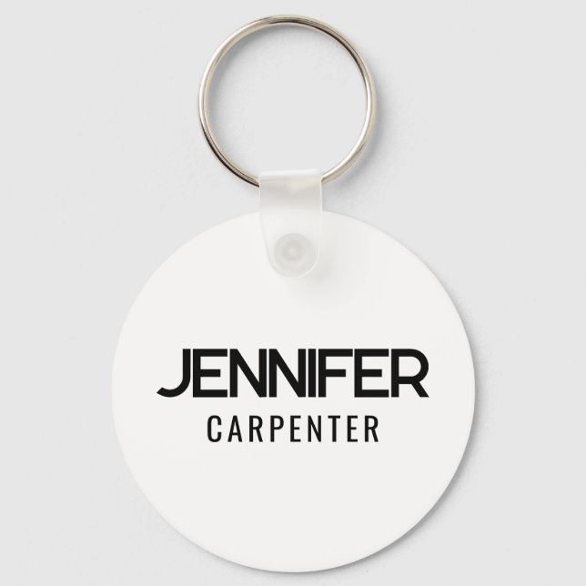 Professional elegant modern minimalist add name key ring (Front)