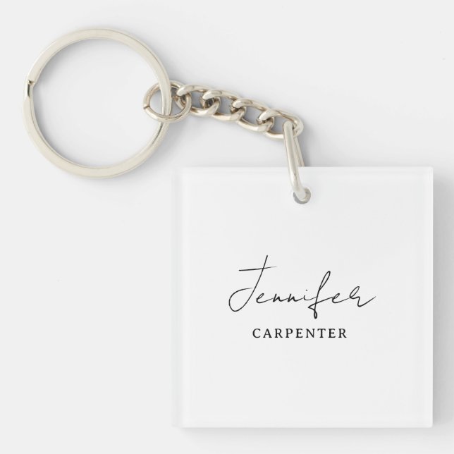Professional elegant modern minimalist add name key ring (Front)