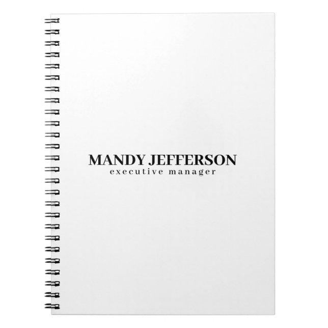 Professional elegant modern minimalist add name notebook (Front)