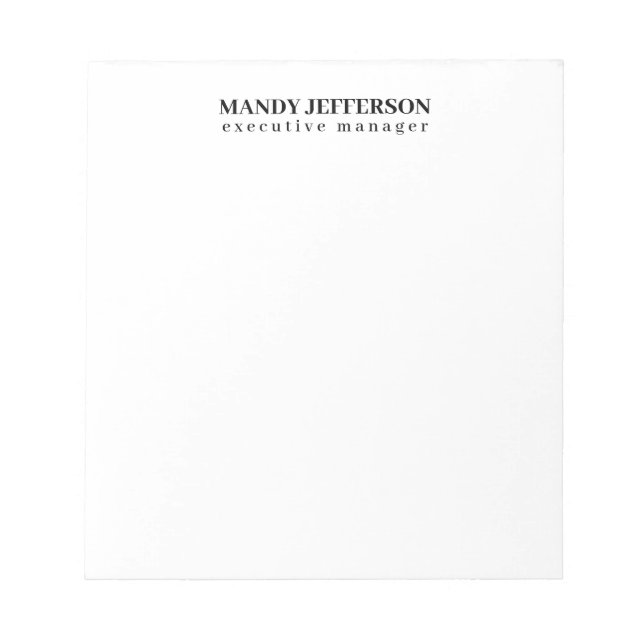 Professional elegant modern minimalist add name notepad (Front)