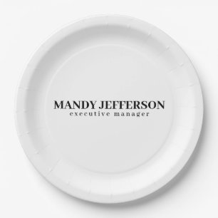 Professional elegant modern minimalist add name paper plate