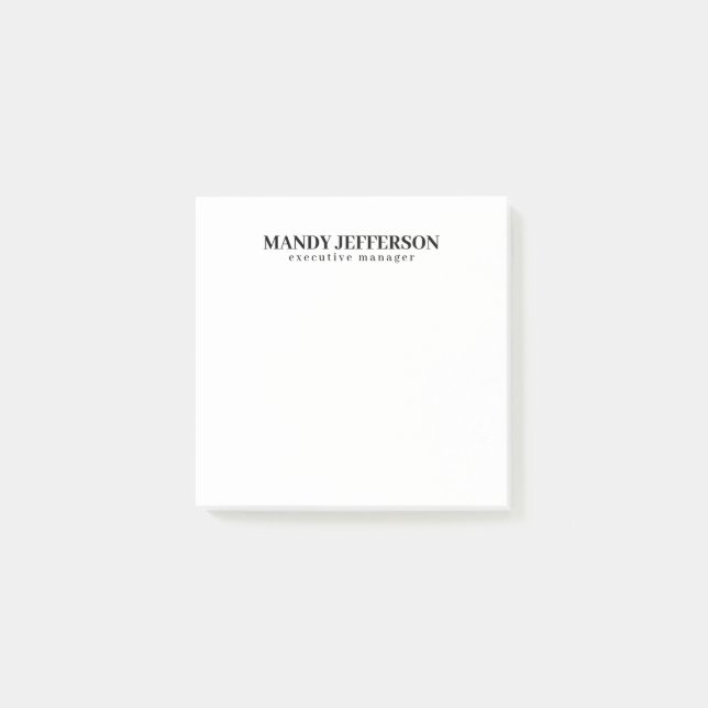 Professional elegant modern minimalist add name post-it notes (Front)