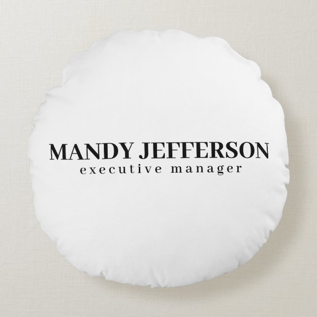 Professional elegant modern minimalist add name round cushion (Front)
