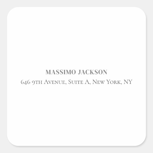 Professional elegant modern minimalist add name square sticker (Front)