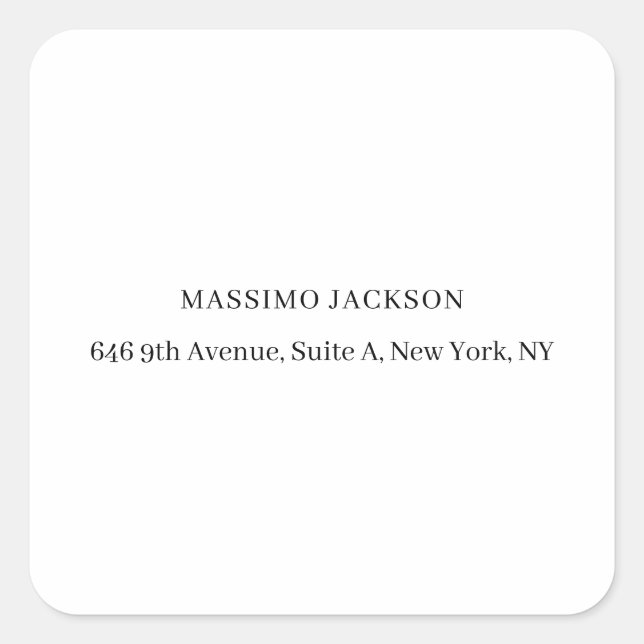 Professional elegant modern minimalist add name square sticker (Front)