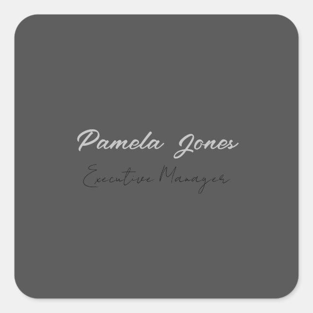 Professional elegant modern minimalist add name square sticker (Front)