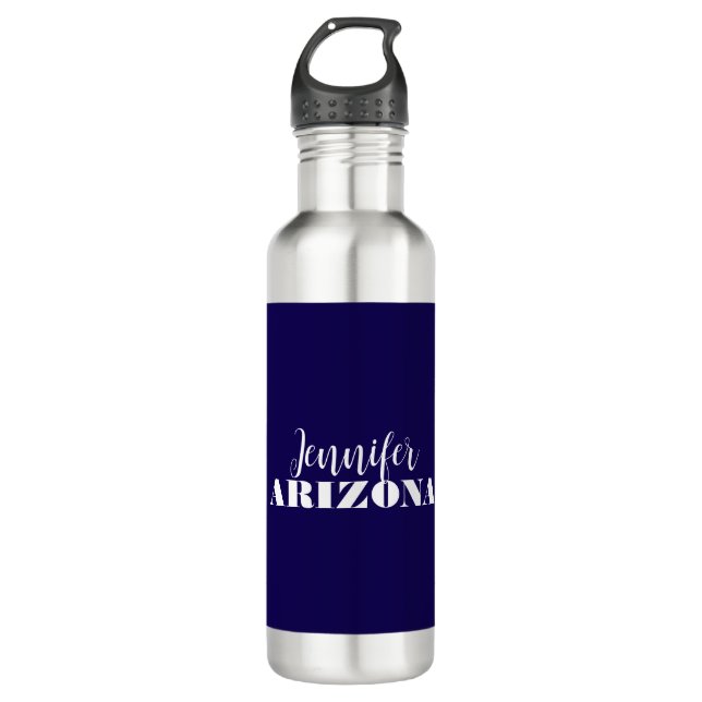 Professional elegant modern minimalist dark blue 710 ml water bottle (Front)