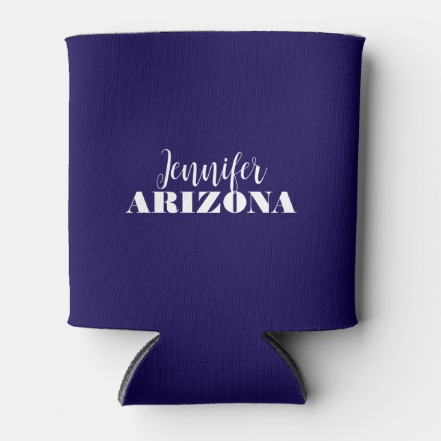 Professional elegant modern minimalist dark blue can cooler (Front)