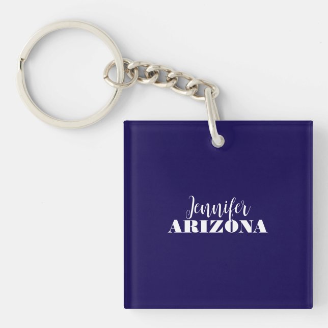 Professional elegant modern minimalist dark blue key ring (Front)