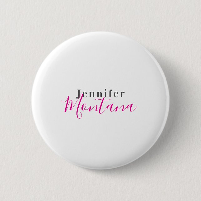 Professional elegant modern minimalist name 6 cm round badge (Front)