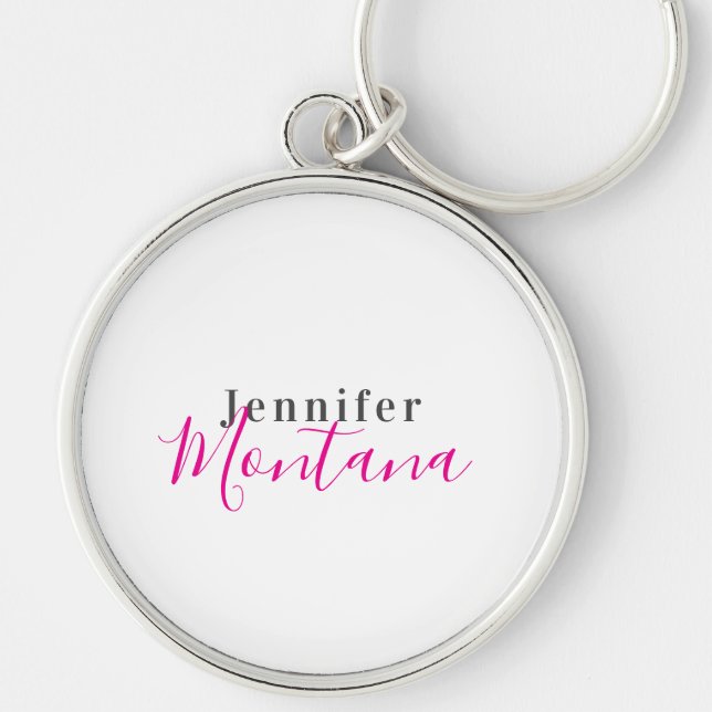 Professional elegant modern minimalist name key ring (Front)