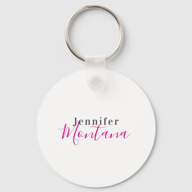 Professional elegant modern minimalist name key ring (Front)