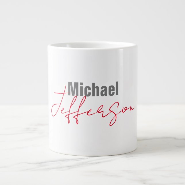 Professional elegant modern minimalist name large coffee mug (Front)