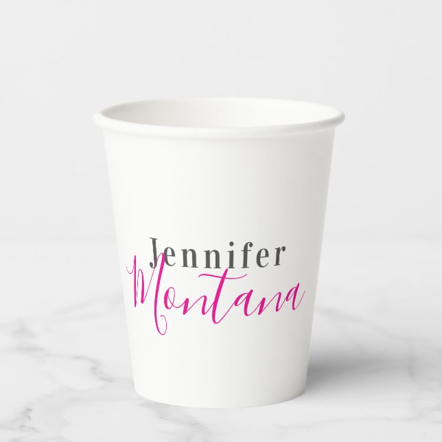 Professional elegant modern minimalist name paper cups (Front)