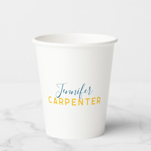 Professional elegant modern minimalist plain paper cups (Front)