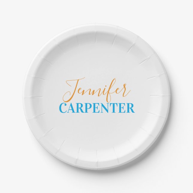 Professional elegant modern minimalist plain  paper plate (Front)