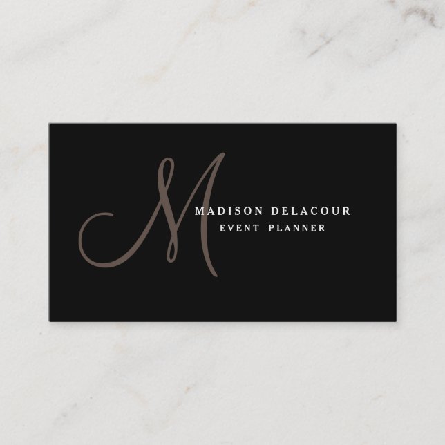 Professional Elegant Modern Monogram Black & White Business Card (Front)