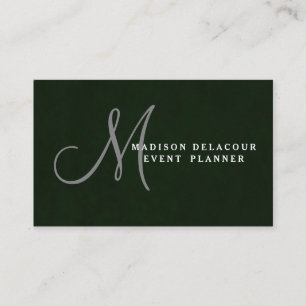Professional Elegant Modern Monogram Blue & White Business Card