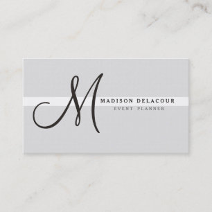 Professional Elegant Modern Monogram Silver Business Card