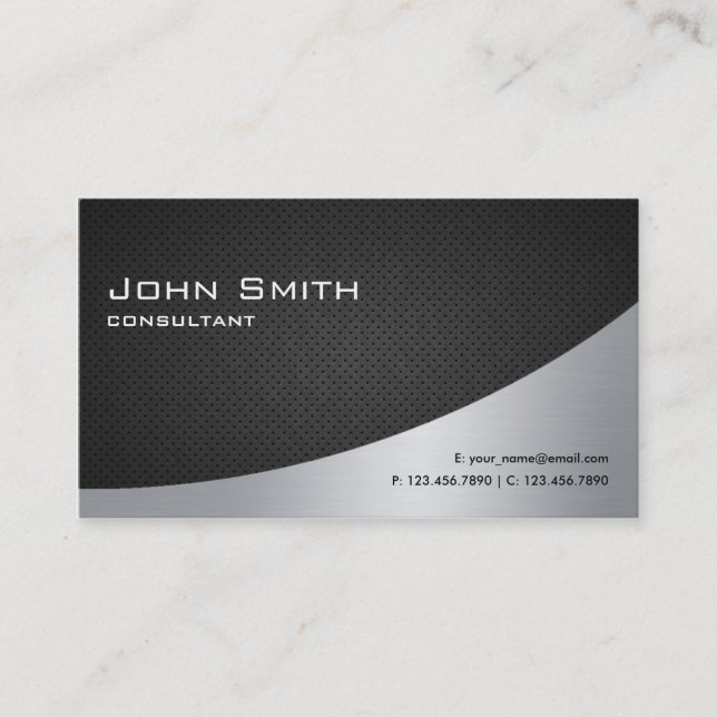 Professional Elegant Modern Plain Black Silver Business Card (Front)