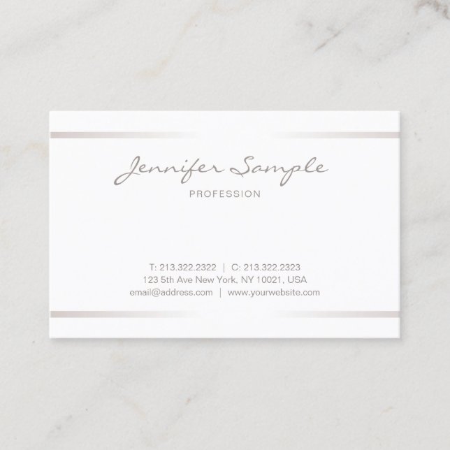 Professional Elegant Modern Plain Silver Effect Business Card (Front)