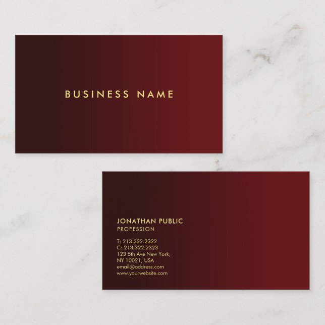 Professional Elegant Modern Red And Gold Template Business Card (Front/Back)