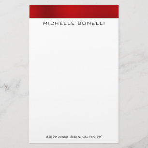 Professional elegant modern red white minimalist stationery