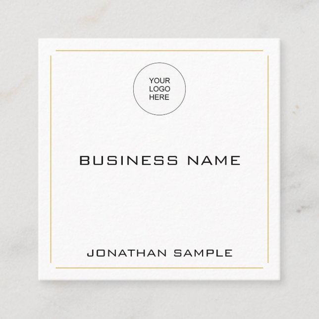 Professional Elegant Modern Simple Gold Template Square Business Card (Front)