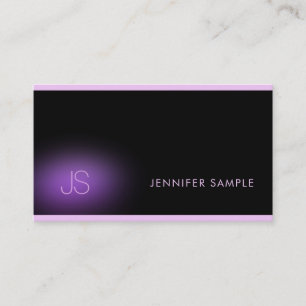 Professional Elegant Monogram Black Purple Modern Business Card