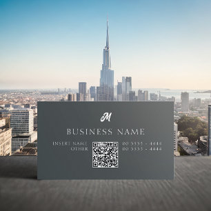 Professional Elegant Monogram Dark Grey Business Card