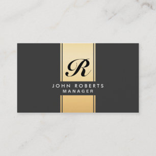 Professional Elegant Monogram Gold and Black Business Card