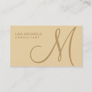 Professional Elegant Monogram Makeup Artist Beige Business Card