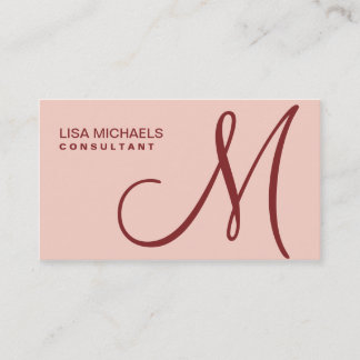 Professional Elegant Monogram Makeup Artist Pink Business Card