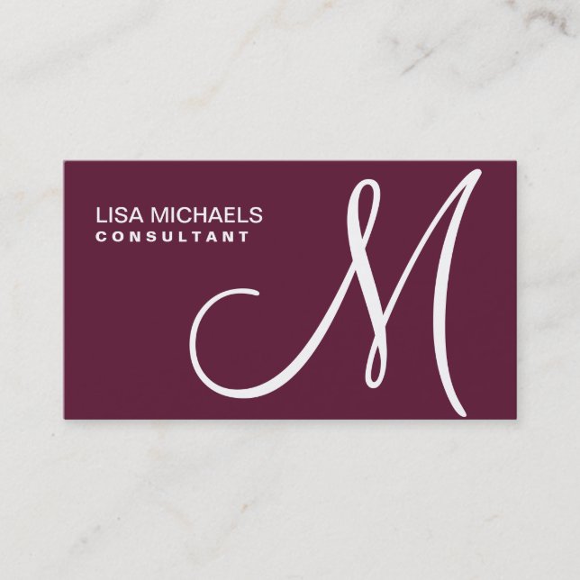 Professional Elegant Monogram Makeup Artist Purple Business Card (Front)