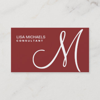 Professional Elegant Monogram Makeup Artist Red Business Card