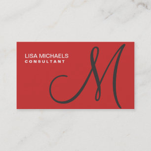 Professional Elegant Monogram Makeup Artist Red Business Card