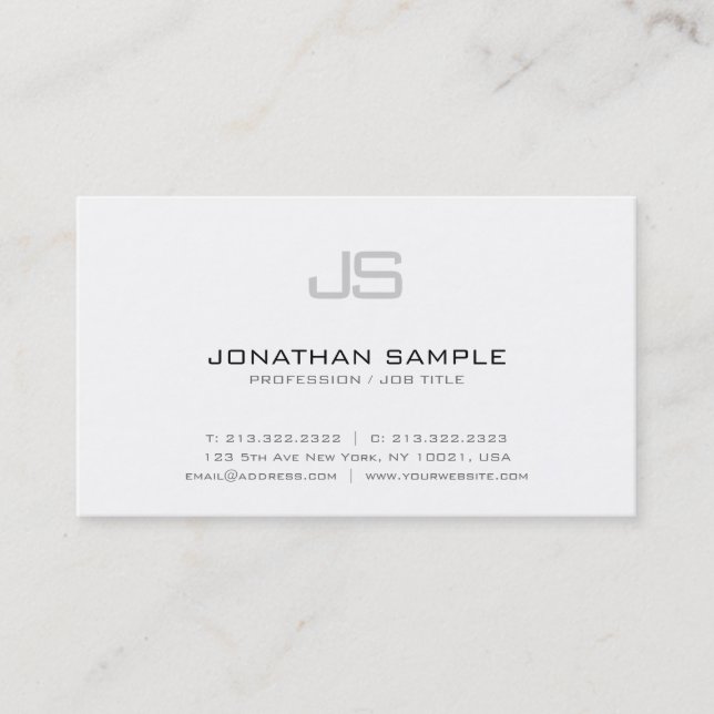 Professional Elegant Monogram Modern Chic Design Business Card (Front)