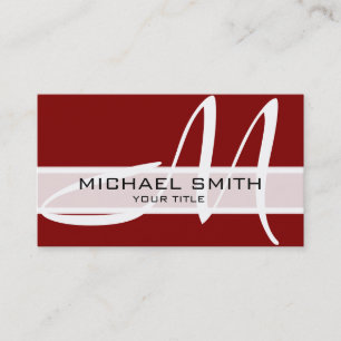 Professional Elegant Monogram Modern Deep Maroon Business Card