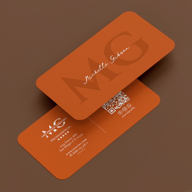 Professional Elegant Monogram Orange Initials Business Card (Professional Elegant Monogram Orange Initials Business Card
)