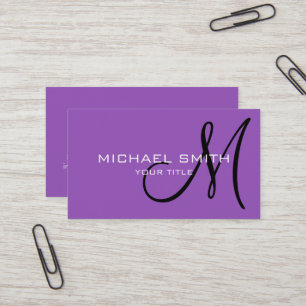 Professional Elegant Monogram Plain Lilac Business Card
