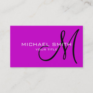 Professional Elegant Monogram Plain Magenta Business Card