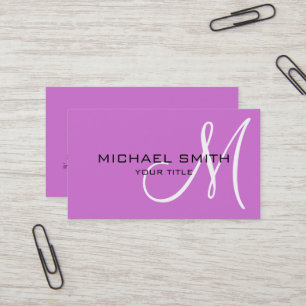 Professional Elegant Monogram Plain Mauve Business Card