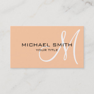 Professional Elegant Monogram Plain Peach Business Card