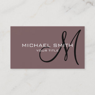 Professional Elegant Monogram Plain Taupe Business Card