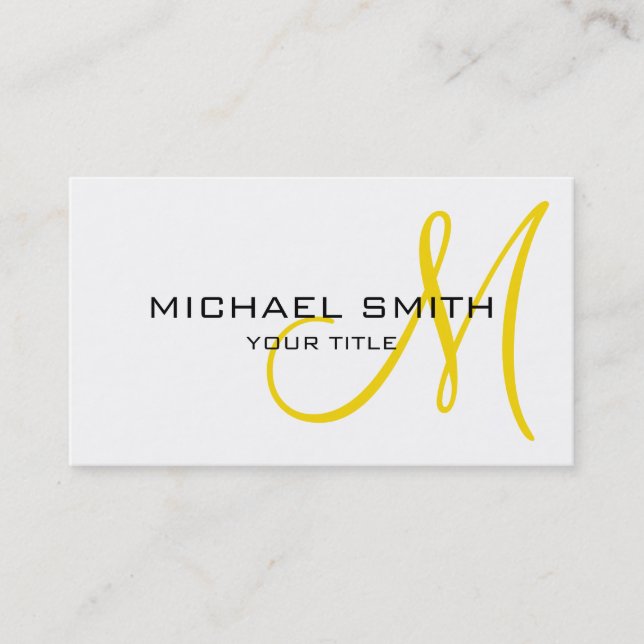 Professional Elegant Monogram Plain White Business Card (Front)