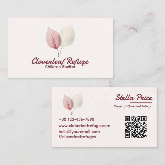 Professional Elegant Nature Pink Beige Care Simple Business Card (Front/Back)