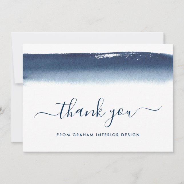 Professional Elegant Navy Blue Business Thank You Card (Front)